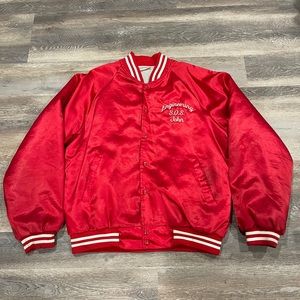 Vintage Hartwell Red Satin Jacket Mens L Bomber